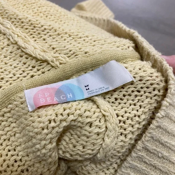 Free People FP Beach Loose Knit Sandra Sweater Hooded Button Baggy Cardigan M - Picture 7 of 10